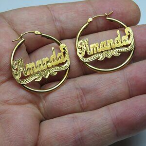 14k Gold Name Earring AMANDA
